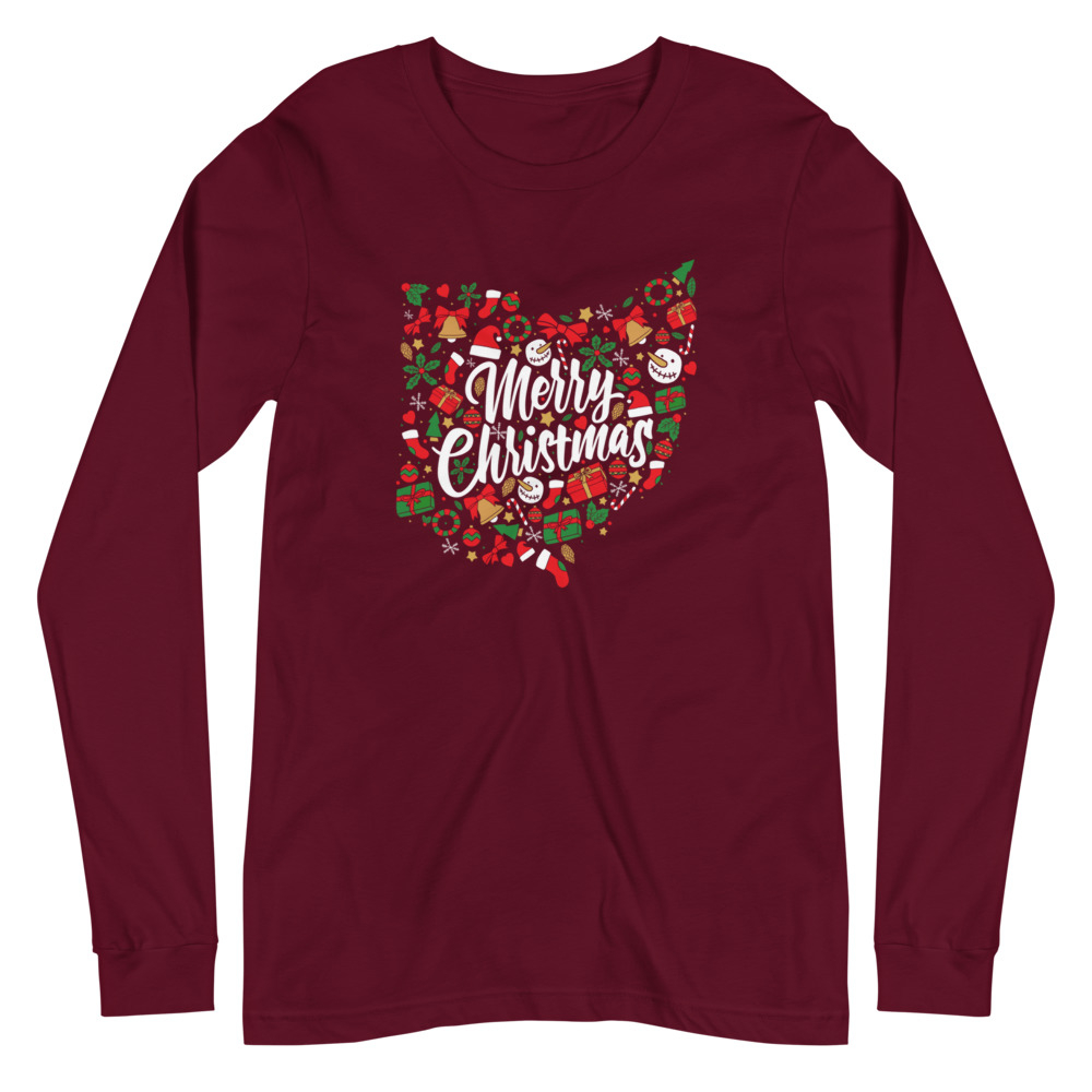 Ohio Christmas Collage Long Sleeve Tshirt - Ohio Tee Co